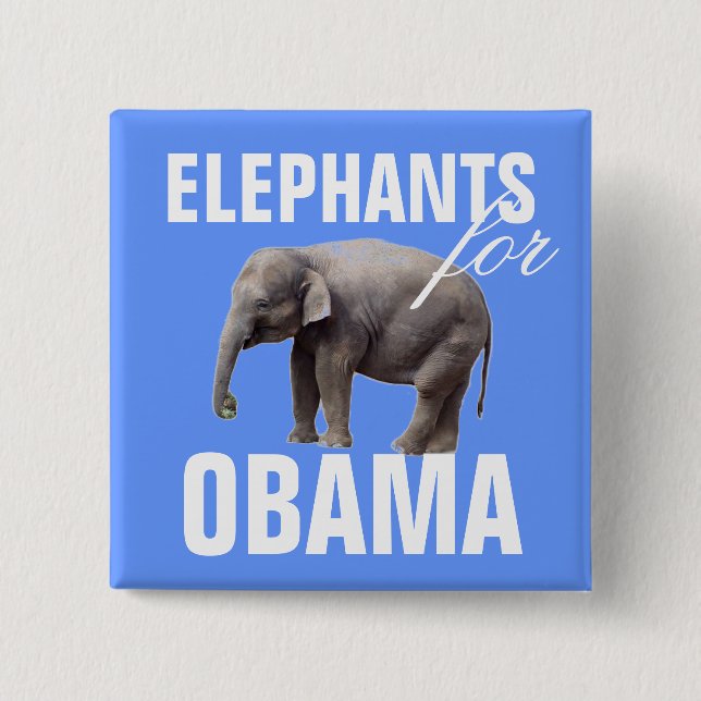 Elephants For Obama Pinback Button (Front)