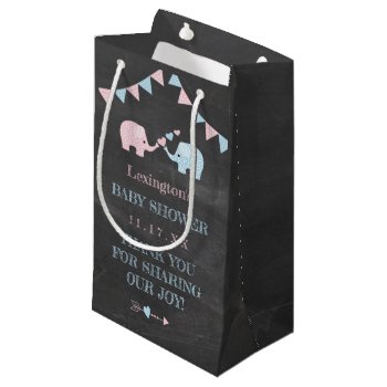 Elephants Gender Reveal Baby Shower Small Gift Bag by hungaricanprincess at Zazzle
