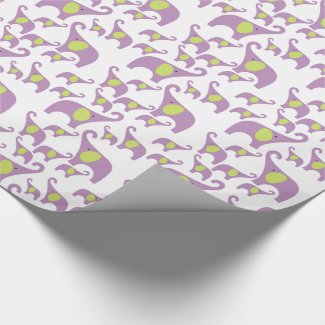 Elephants Gift Wrap purple green lavender gift