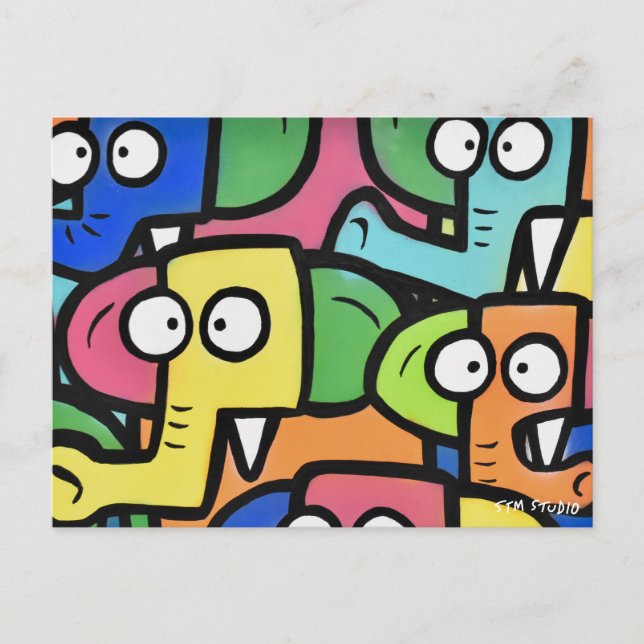 ELEPHANTS GRAFFITI Postcard (Front)