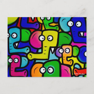 ELEPHANTS GRAFFITI Postcard Ver.2