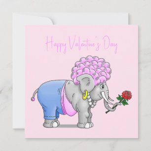 Elephants Happy Valentines Day Holiday Card