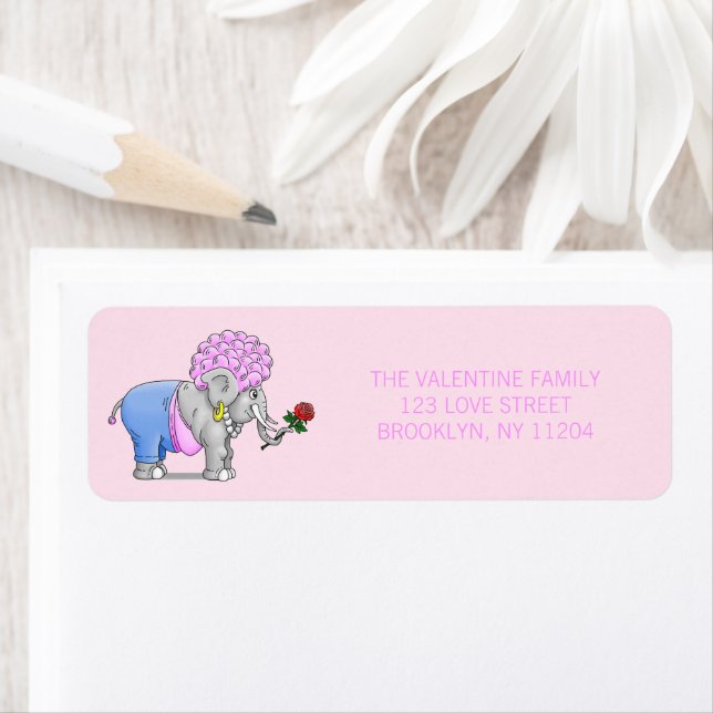 Elephants Happy Valentines Day Label (Insitu)