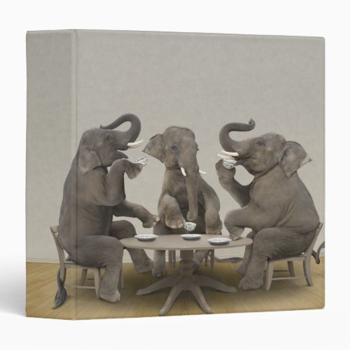 Elephants having tea party binder