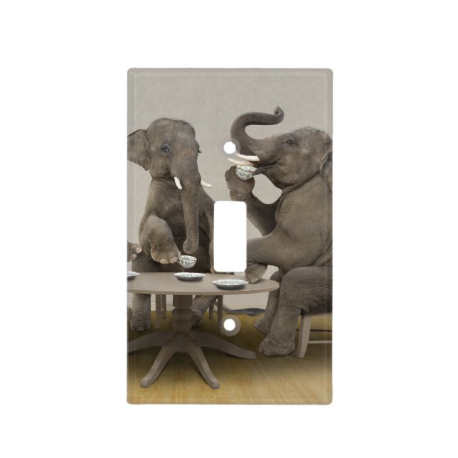 Elephants having tea party light switch cover (Front)