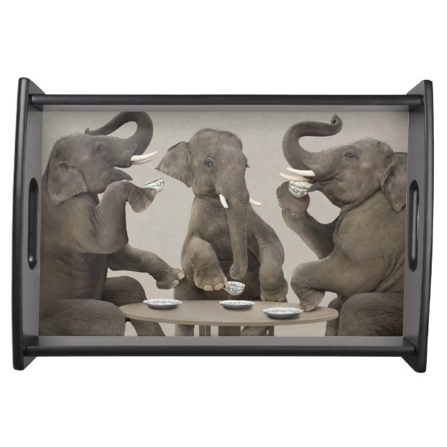 Elephants having tea party serving tray (Front)