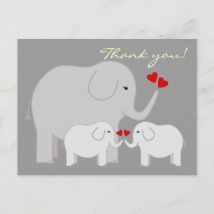 Elephants in Gray Thank You Postcard