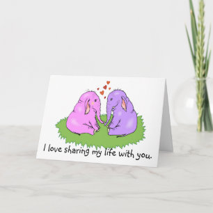 Elephants in Love Card
