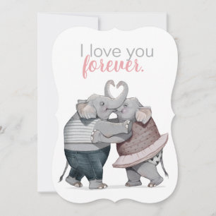 Elephants in Love Flat Holiday Card