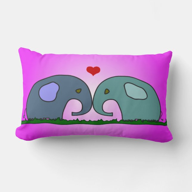 Elephants in love pillow (Front)