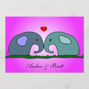 'Elephants in love' wedding invitation