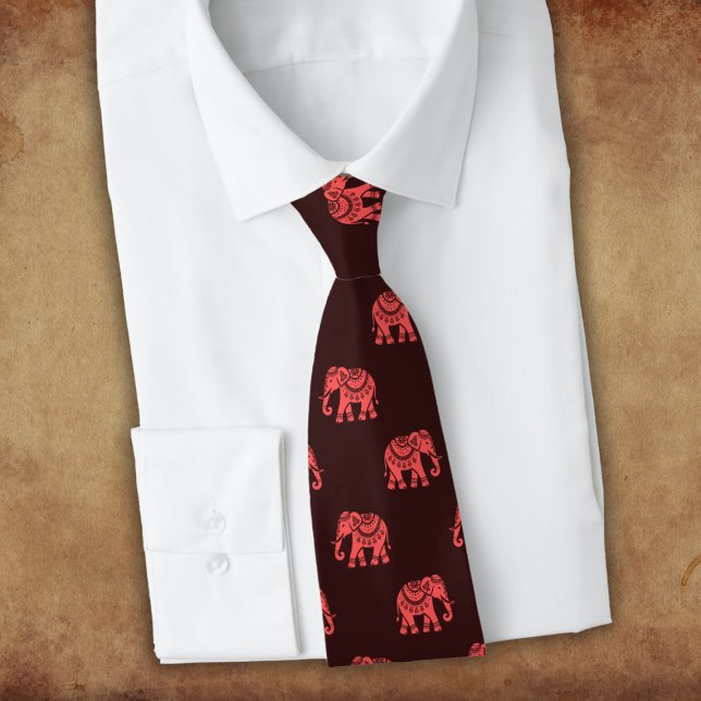 Elephants in red dressed up (on dark) neck tie (Creator Uploaded)