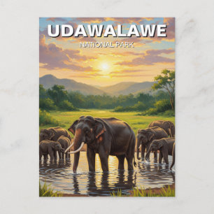 Elephants in Sri Lanka Udawalawe National Park Postcard