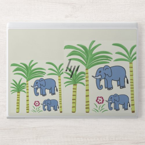 elephants in sugarcane forest HP laptop skin