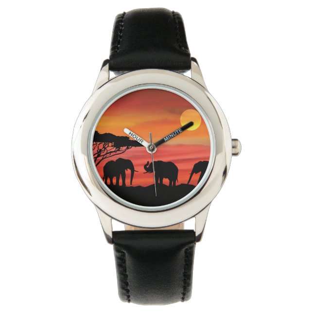 Elephants in the Serengeti Sunset Watch (Front)