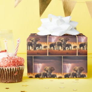 Elephants In Thunderstorm Wrapping Paper