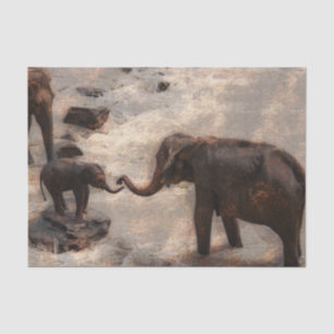 Elephants in Watercolor Tissue Paper