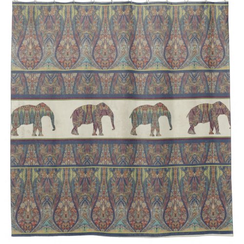 Elephants Kashmir Pattern Tribal Boho Bohemian Shower Curtain