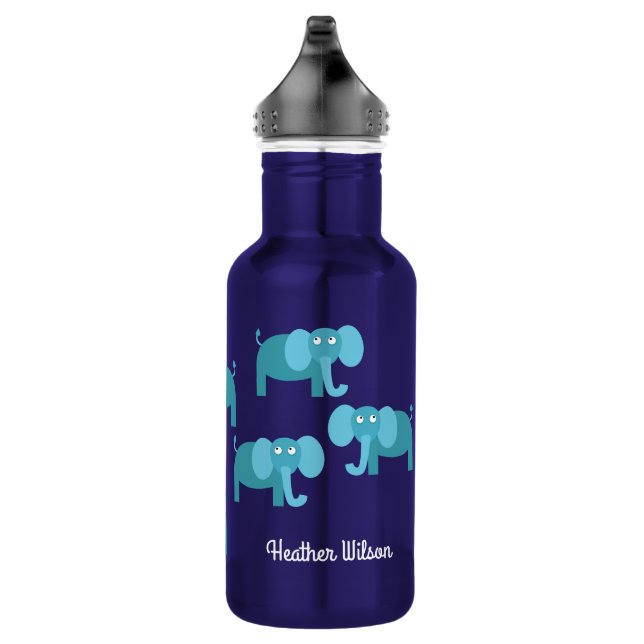 Elephants Kids Water Bottle with Name (Right)