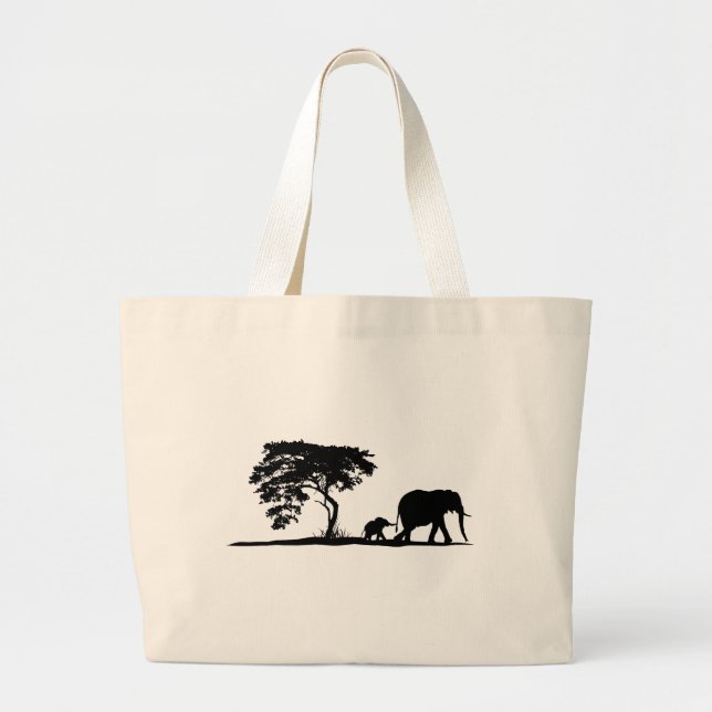 Elephants Large Tote Bag (Front)