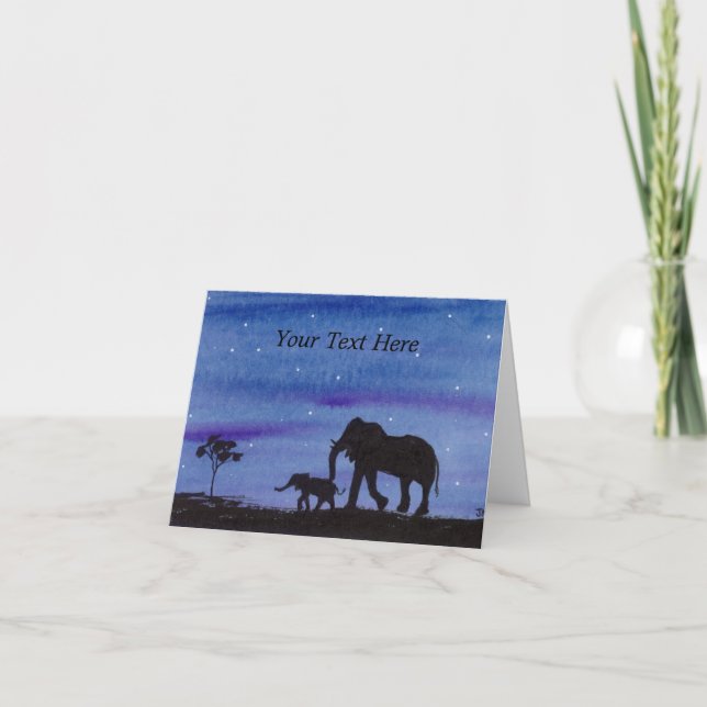 Elephants Letterpress Thank You Card (Front)