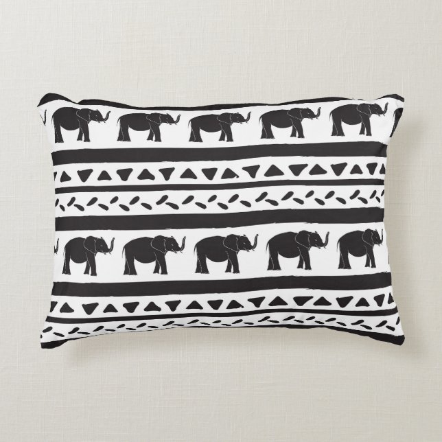 Elephants, lines, triangles, decorative seamless. accent pillow (Front)