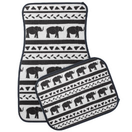 Elephants, lines, triangles, decorative seamless. car floor mat