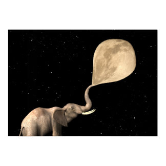 Elephants Make Full Moon Poster