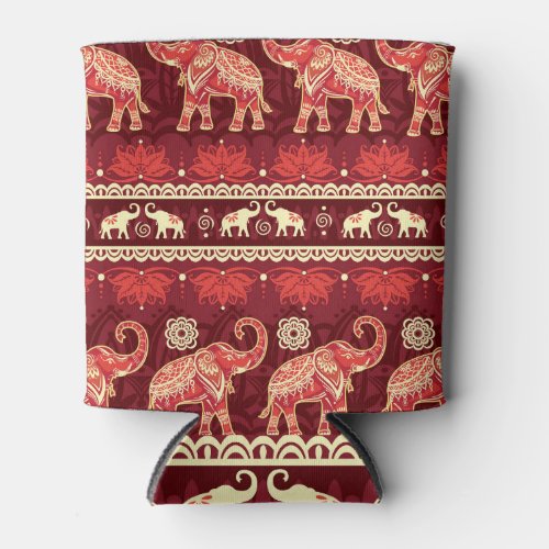 Elephants March Playful Seamless Pattern Can Cooler