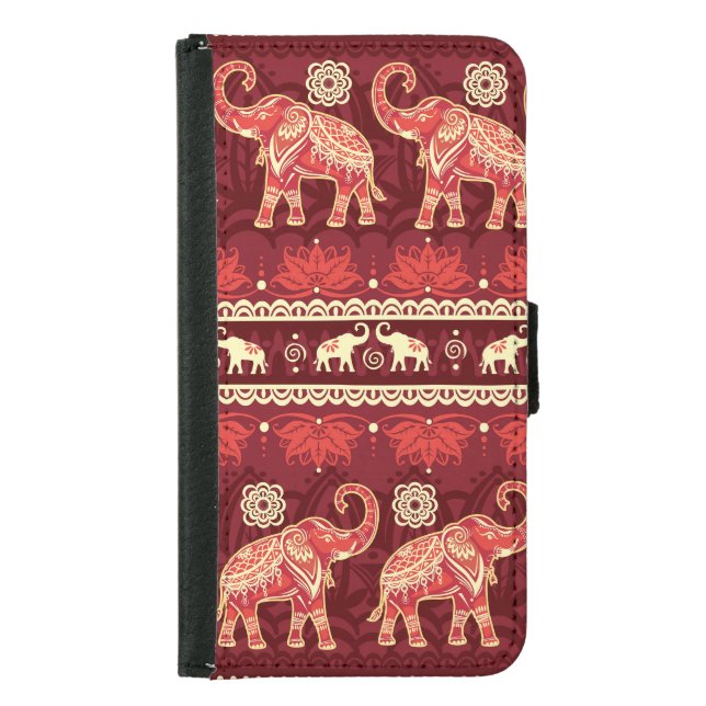 Elephants March: Playful Seamless Pattern. Samsung Galaxy Wallet Case (Front)