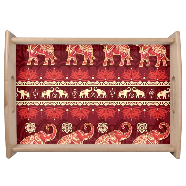 Elephants March: Playful Seamless Pattern. Serving Tray (Front)