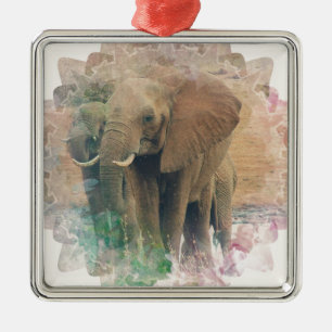 Elephants Metal Ornament