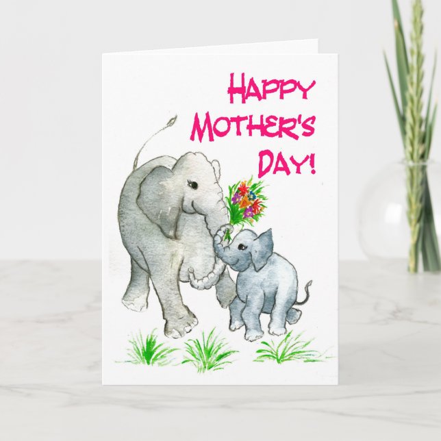 'Elephants' Mother's Day Card (Front)
