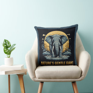Elephants Nature's Gentle Giant Throw Pillow