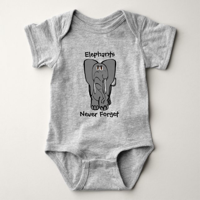 Elephants Never Forget Baby Bodysuit (Front)