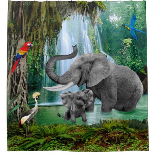 ELEPHANTS OF THE RAIN FOREST SHOWER CURTAIN