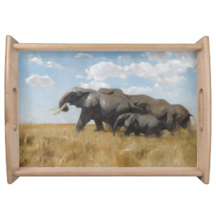 Elephants on the Move (by Wilhelm Kuhnert) Serving Tray
