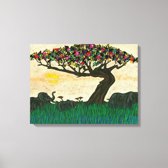 Elephants on the Planes of Africa Canvas Print (Front)