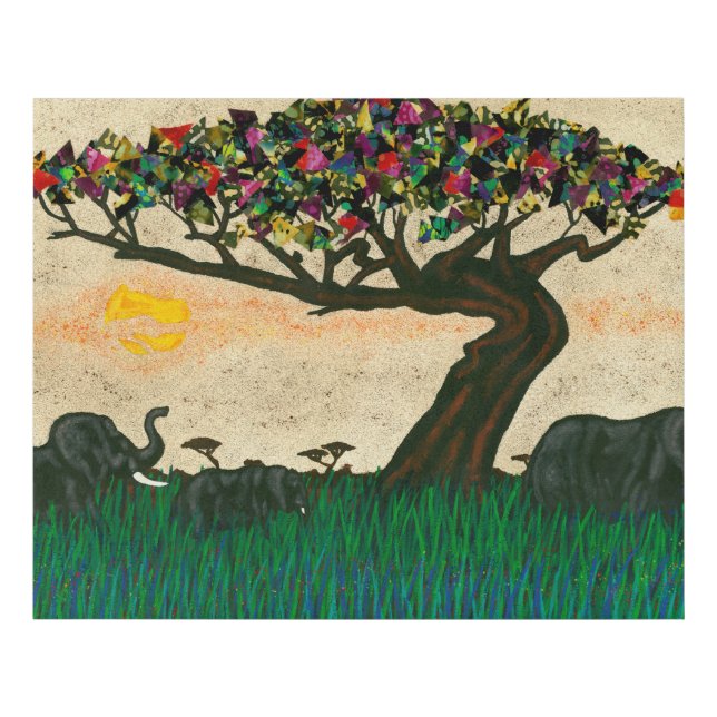 Elephants on the Planes of Africa Faux Canvas Print (Front)