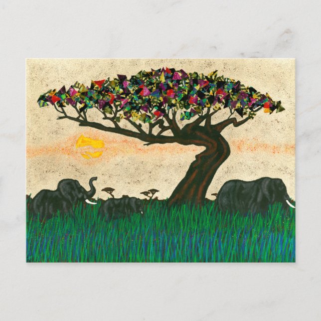 Elephants on the Planes of Africa Postcard (Front)