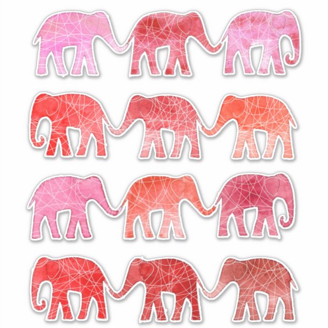 Elephants Pachyderm Watercolor Sticker (Front)
