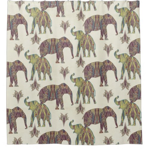 Elephants Paisley Pattern Tribal Boho Bohemian Art Shower Curtain