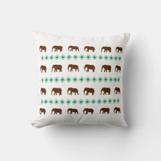 elephants pattern brown and green design throw pillow