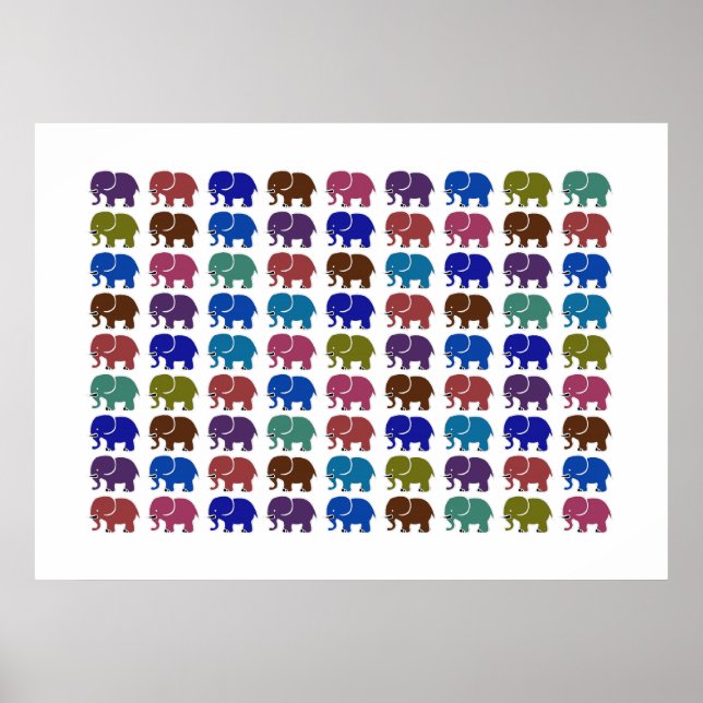 elephants pattern colorful poster (Front)