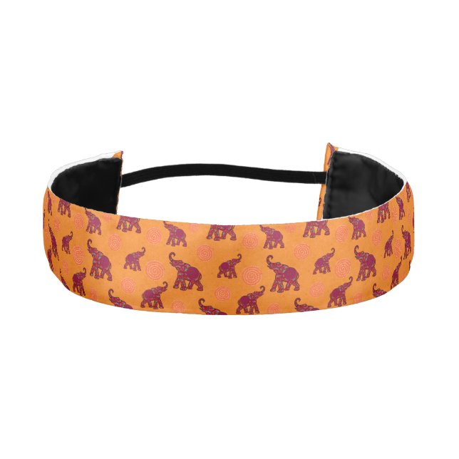 Elephants Pattern red orange + your ideas Athletic Headband (Front)