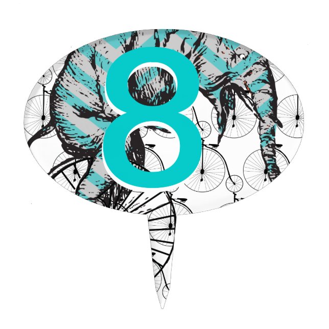 Elephants Plus Bikes Equal YIKES! Cake Topper (Front)