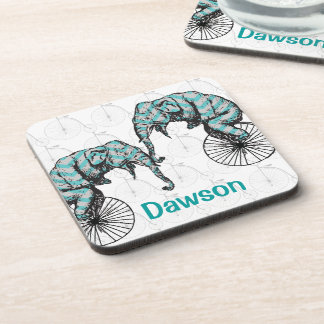 Elephants Plus Bikes Equal YIKES! Drink Coaster