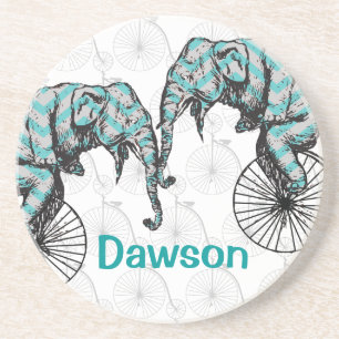 Elephants Plus Bikes Equal YIKES! Sandstone Coaster
