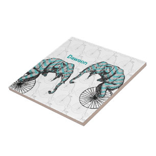 Elephants Plus Bikes Equal YIKES! Tile