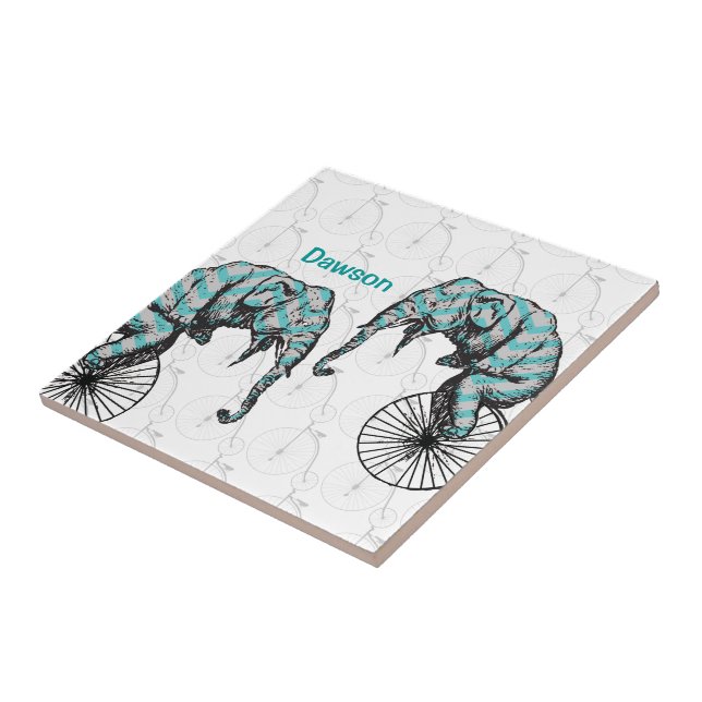 Elephants Plus Bikes Equal YIKES! Tile (Side)